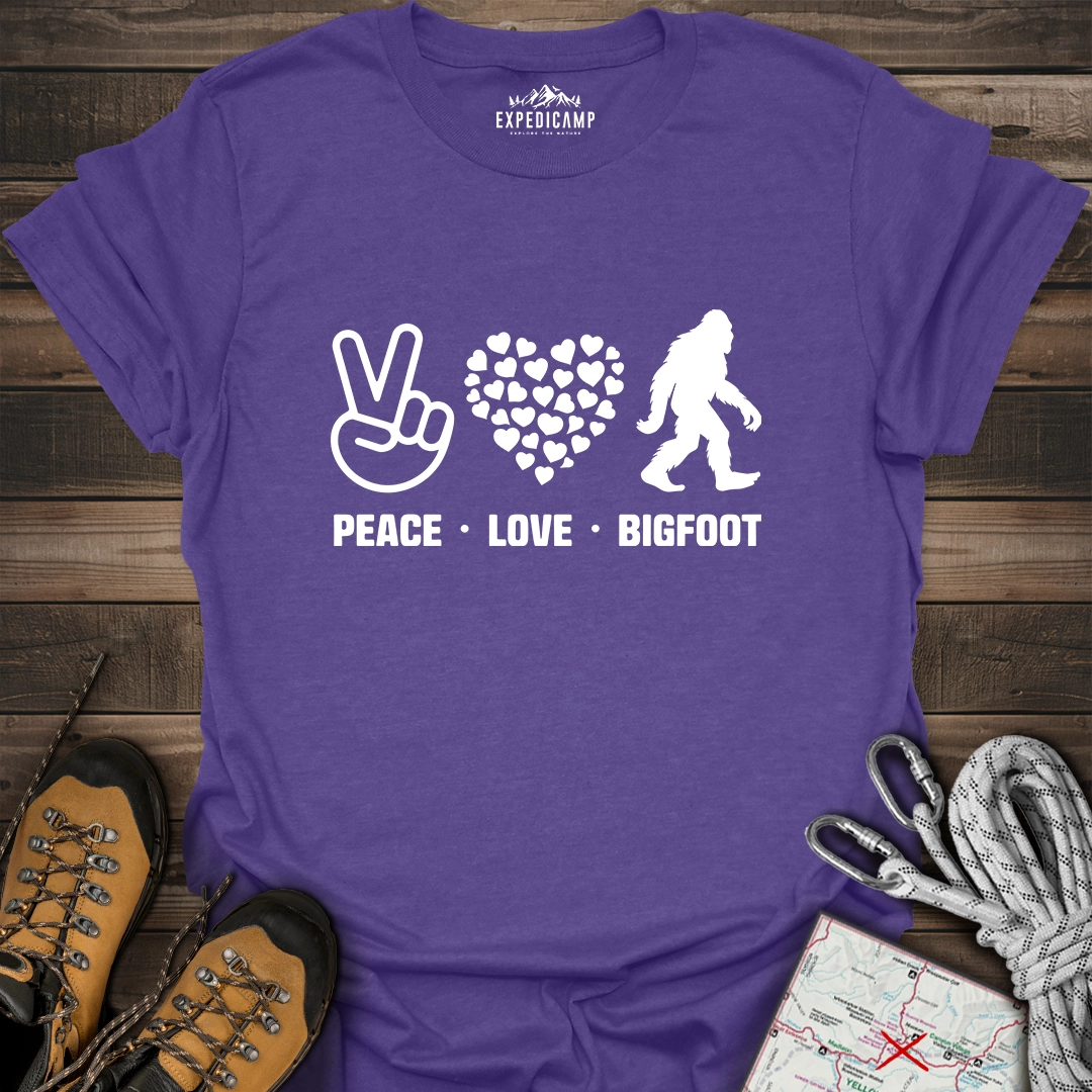 Peace Love Bigfoot T-Shirt