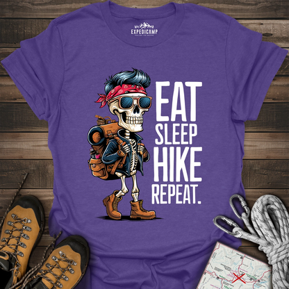 Eat Sleep Hike Repeat Skeleton T-Shirt