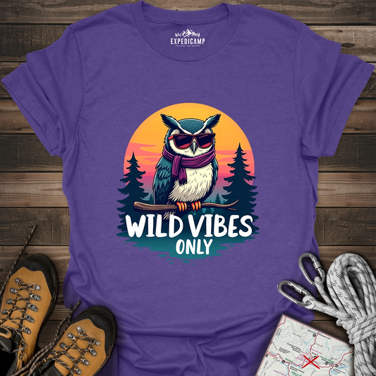 Wild Vibes Only Owl T-Shirt – Fun Adventure & Camping