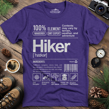 Hiker Label T-Shirt – Funny Hiking Ingredient Label Tee