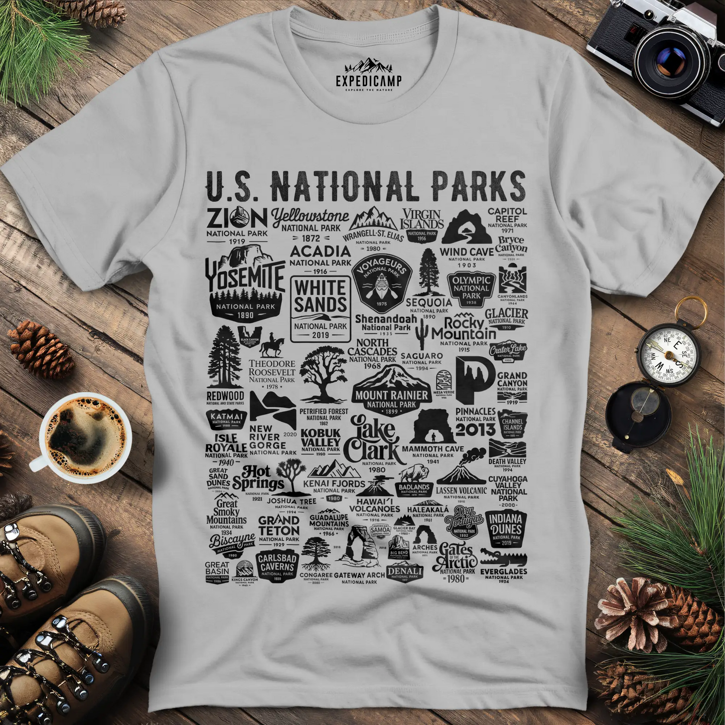 63 National Parks Vintage Logo T-Shirt