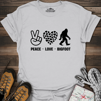 Peace Love Bigfoot T-Shirt