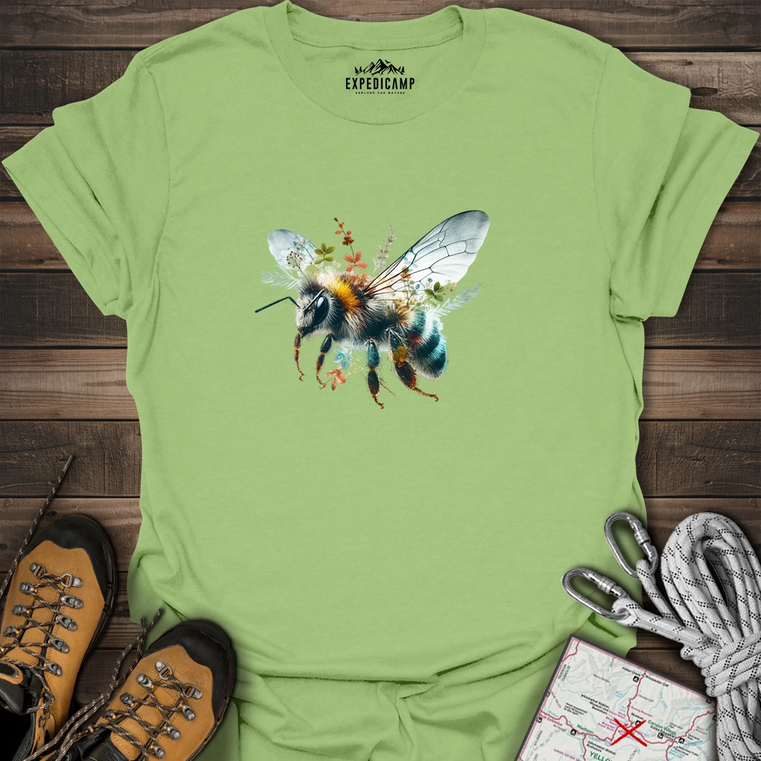 Double Exposure Bee Flowers T-Shirt