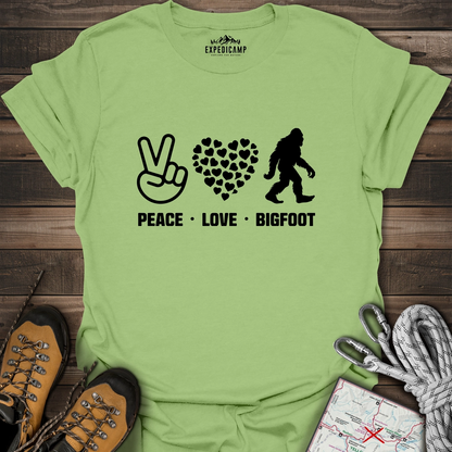 Peace Love Bigfoot T-Shirt