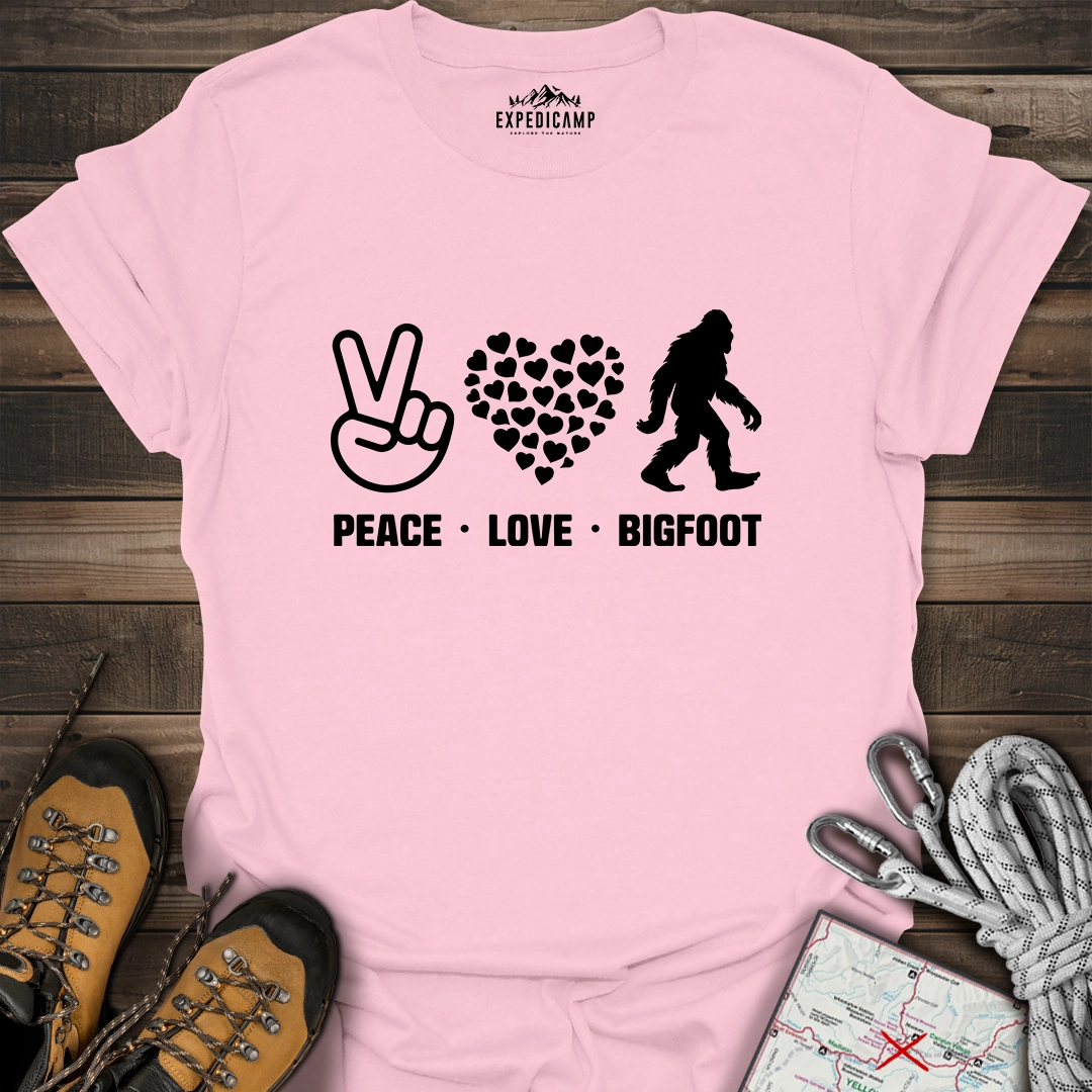 Peace Love Bigfoot T-Shirt