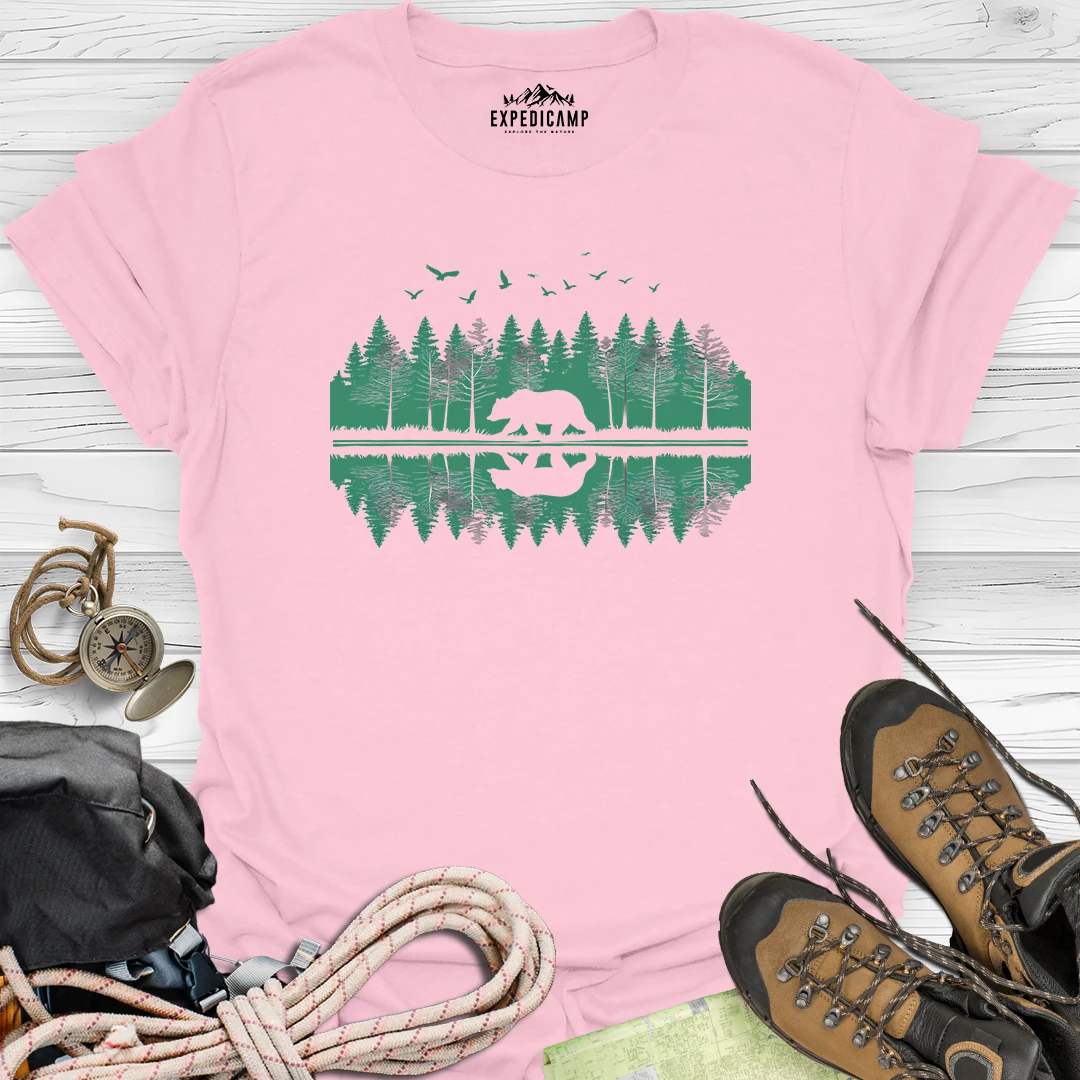 Forest Bear Trees Mirror View T-Shirt