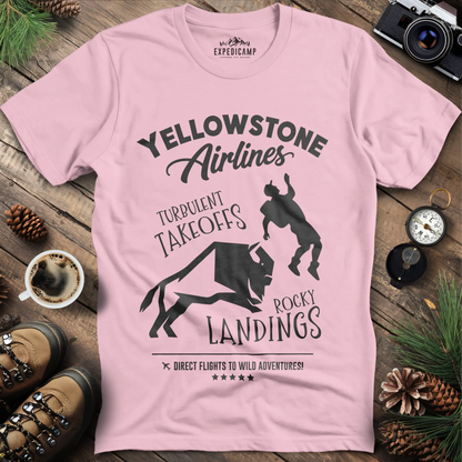 Yellowstone Airlines T-Shirt - Turbulent Takeoffs & Rocky Landings