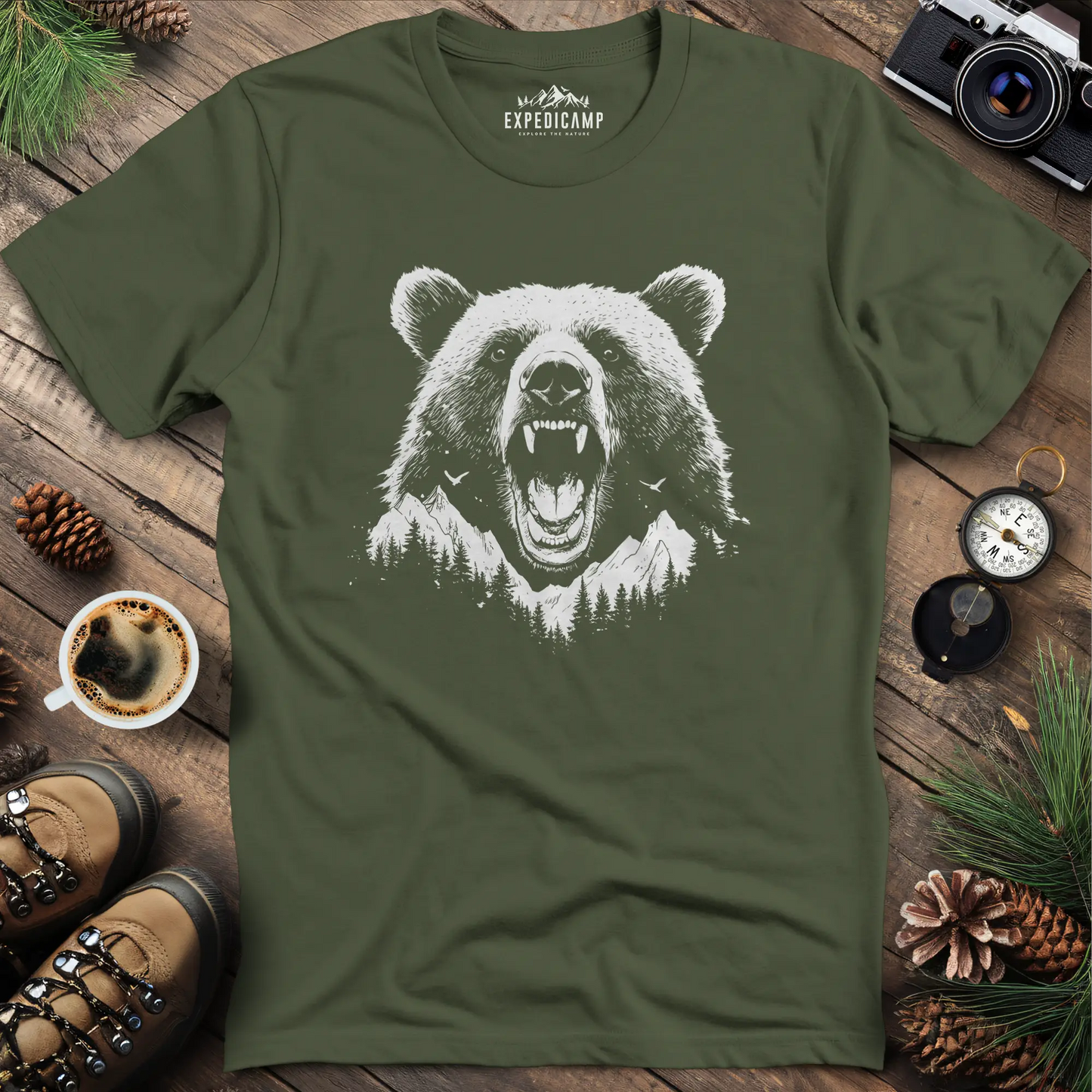 Mountain Roaring Bear T-Shirt – Power of the Wilderness