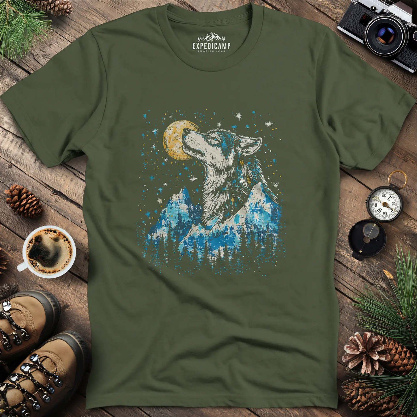 Moonlit Mountain Wolf T-Shirt