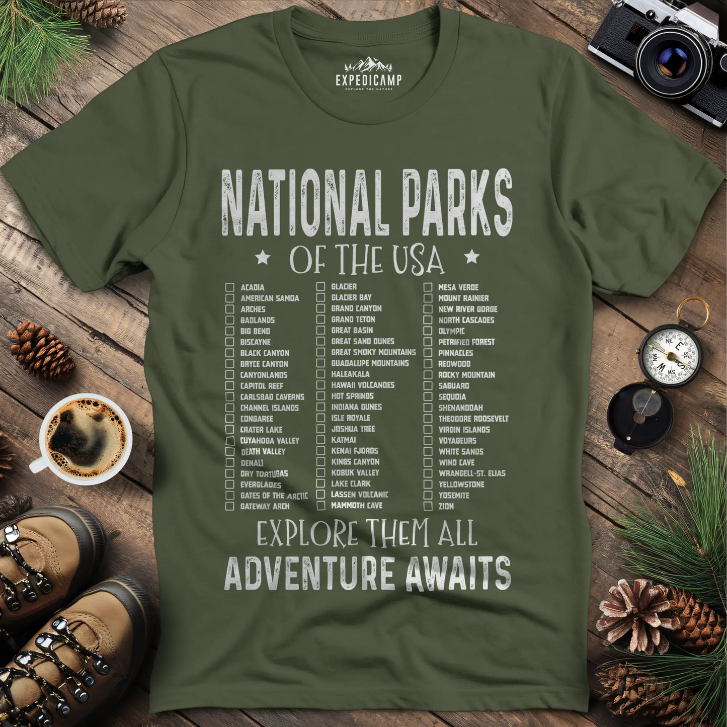 National Parks of the USA Checklist T-Shirt