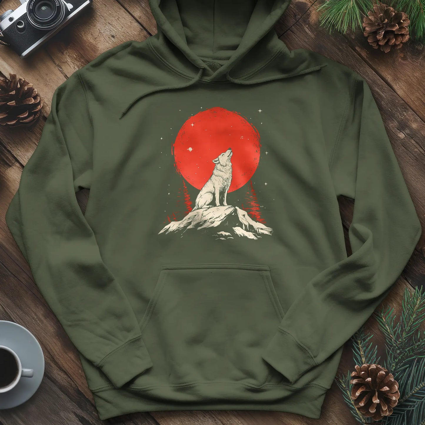 Red Moon Wolf Hoodie