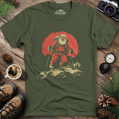 Santa Hiking T-Shirt - Festive Holiday Fun