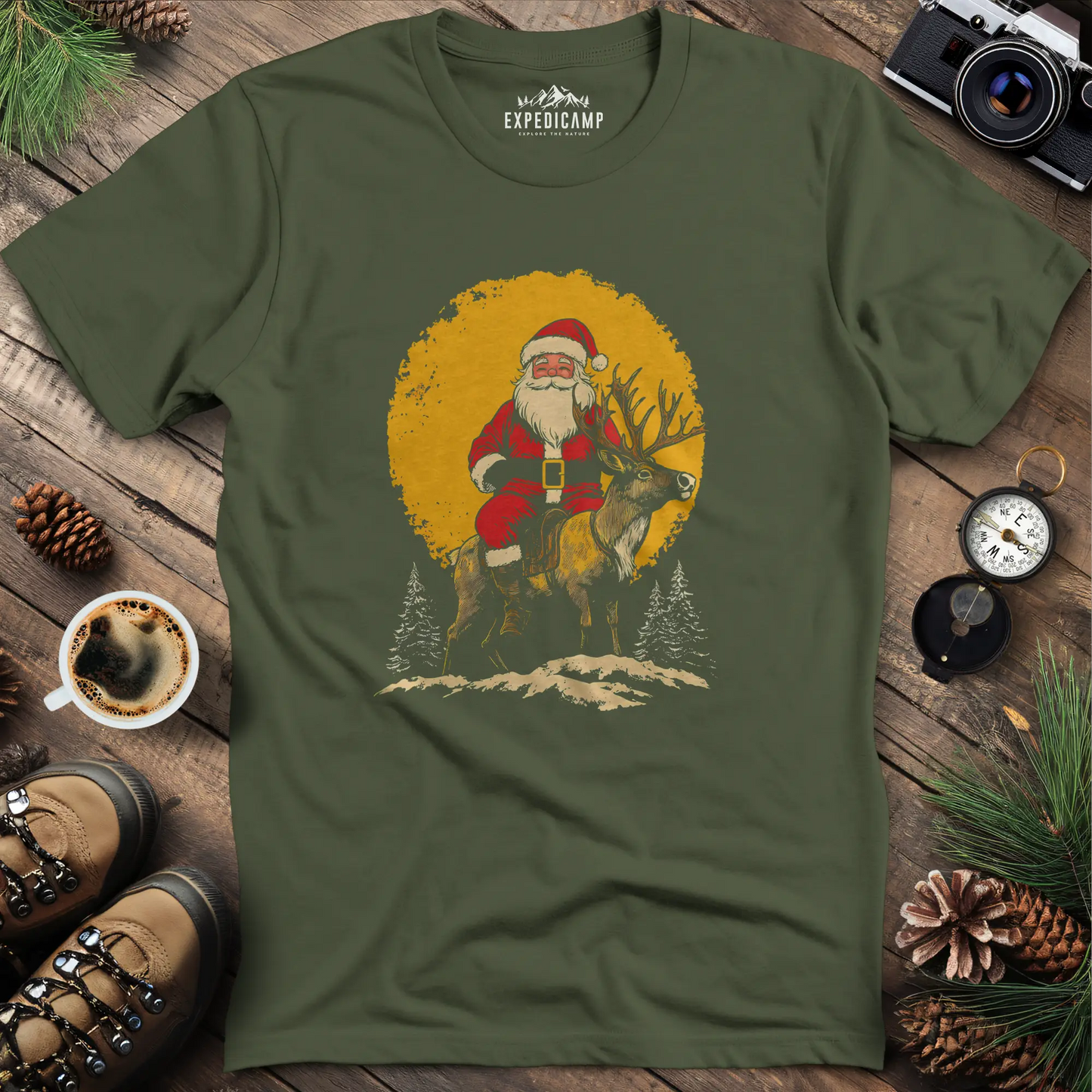 Santa Riding Reindeer T-Shirt