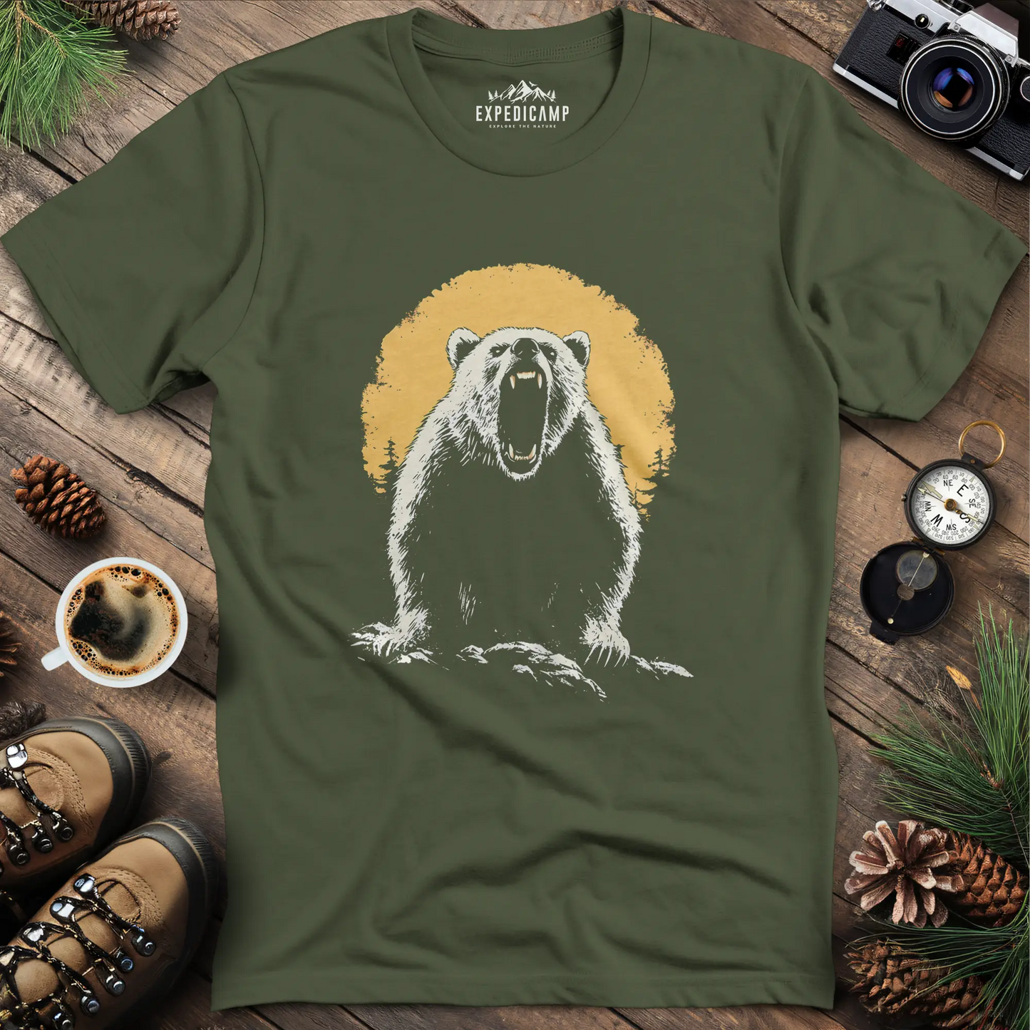 Roaring Grizzly Bear T-Shirt – Fierce Wilderness Beast Design