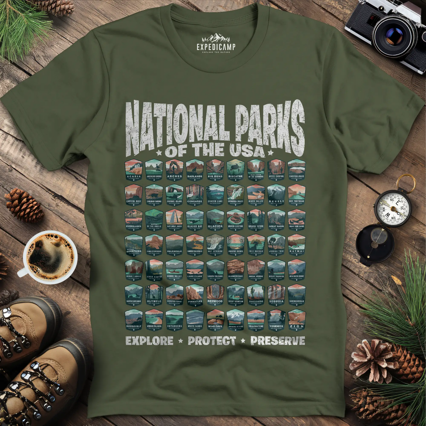 Explore All 63 National Parks of the USA T-Shirt