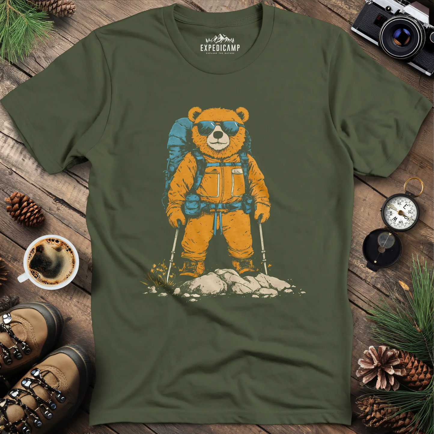 Backpacking Bear T-Shirt – Cool Hiking Bear Adventure Design