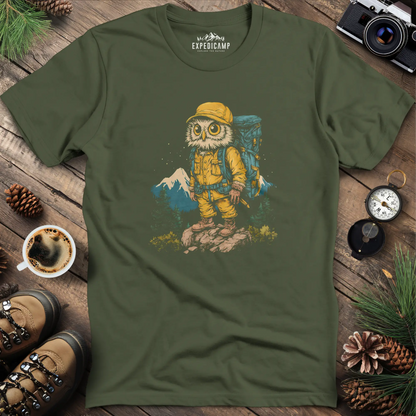 Hiking Owl T-Shirt – Wise Owl Mountain Adventure Graphic Tee