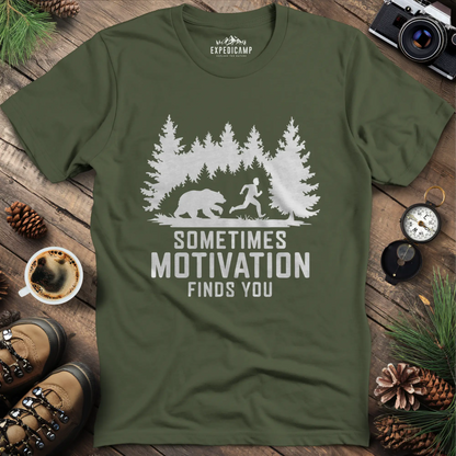 Sometimes Motivation Finds You - Charging Bear T-Shirt