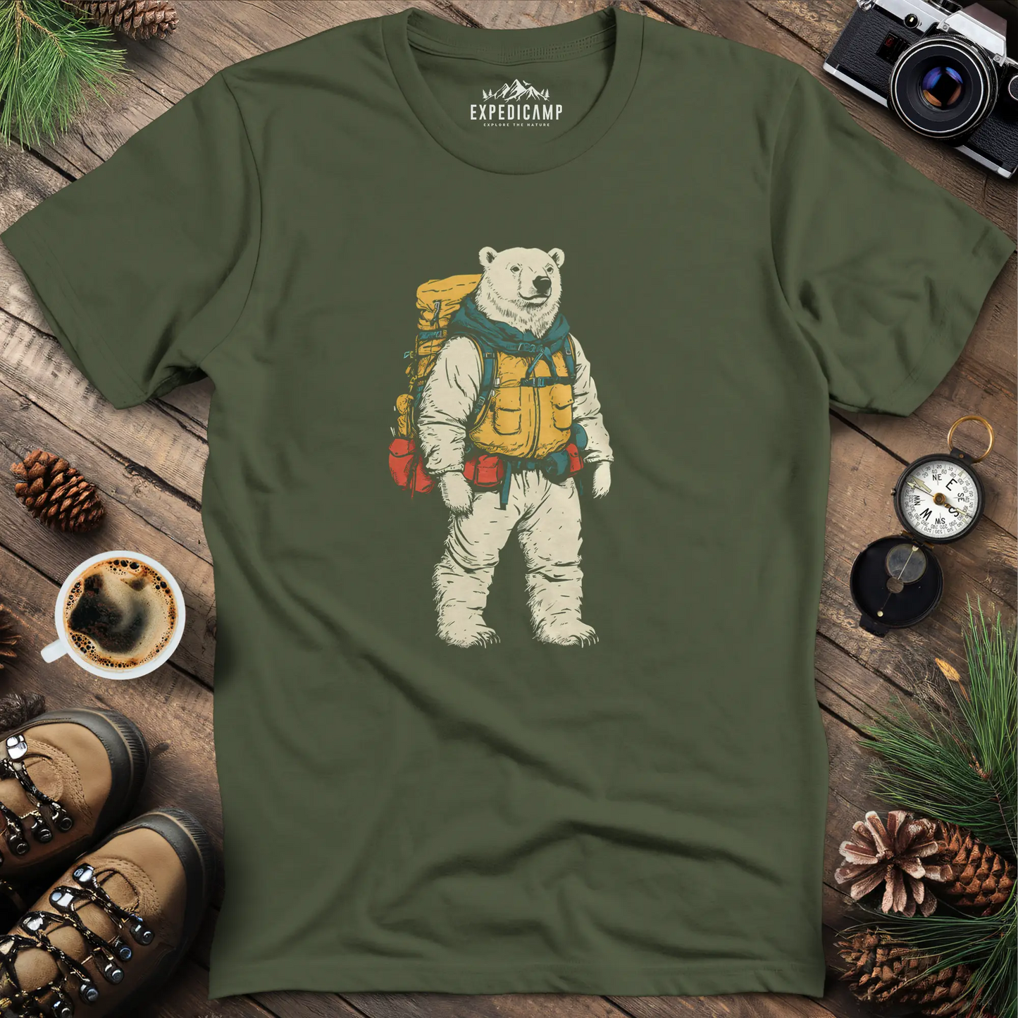 Polar Bear Hiker T-Shirt – Arctic Adventurer