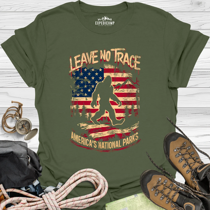 Bigfoot Leave No Trace America's National Parks USA T-Shirt