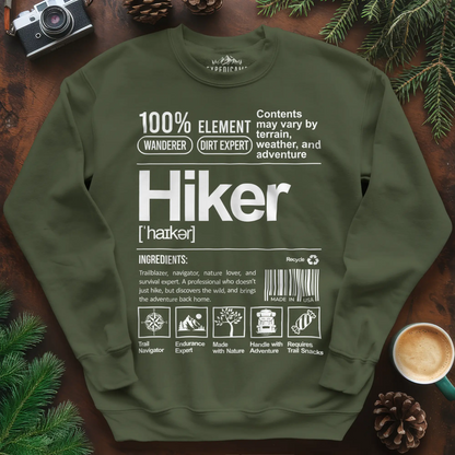 Hiker Sweatshirt – Funny Hiking Ingredient Label Sweatshirt