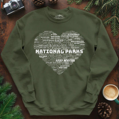 National Parks Word Art Heart Sweatshirt