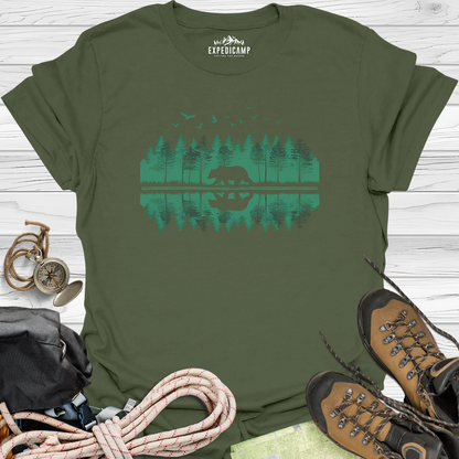 Forest Bear Trees Mirror View T-Shirt