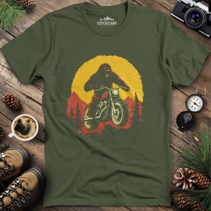 Bigfoot Riding Motorcycle T-Shirt – Bigfoot on the Open Road