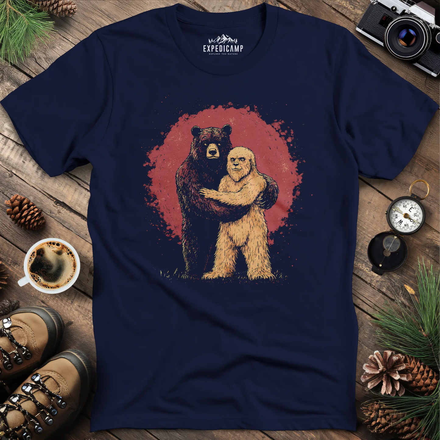 Bear Hugging Bigfoot T-Shirt – Unlikely Wilderness Friendship