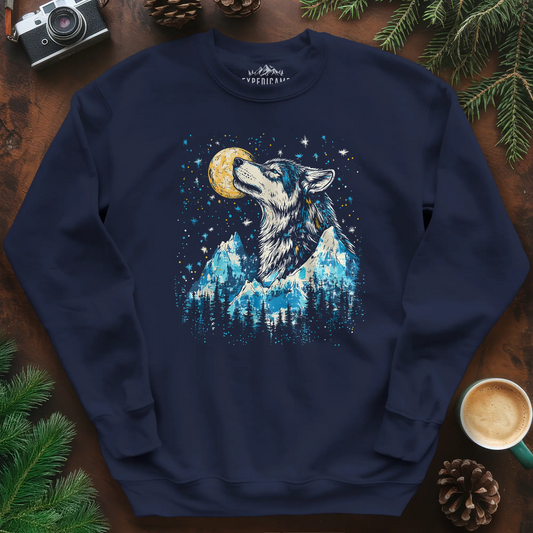 Moonlit Mountain Wolf Sweatshirt