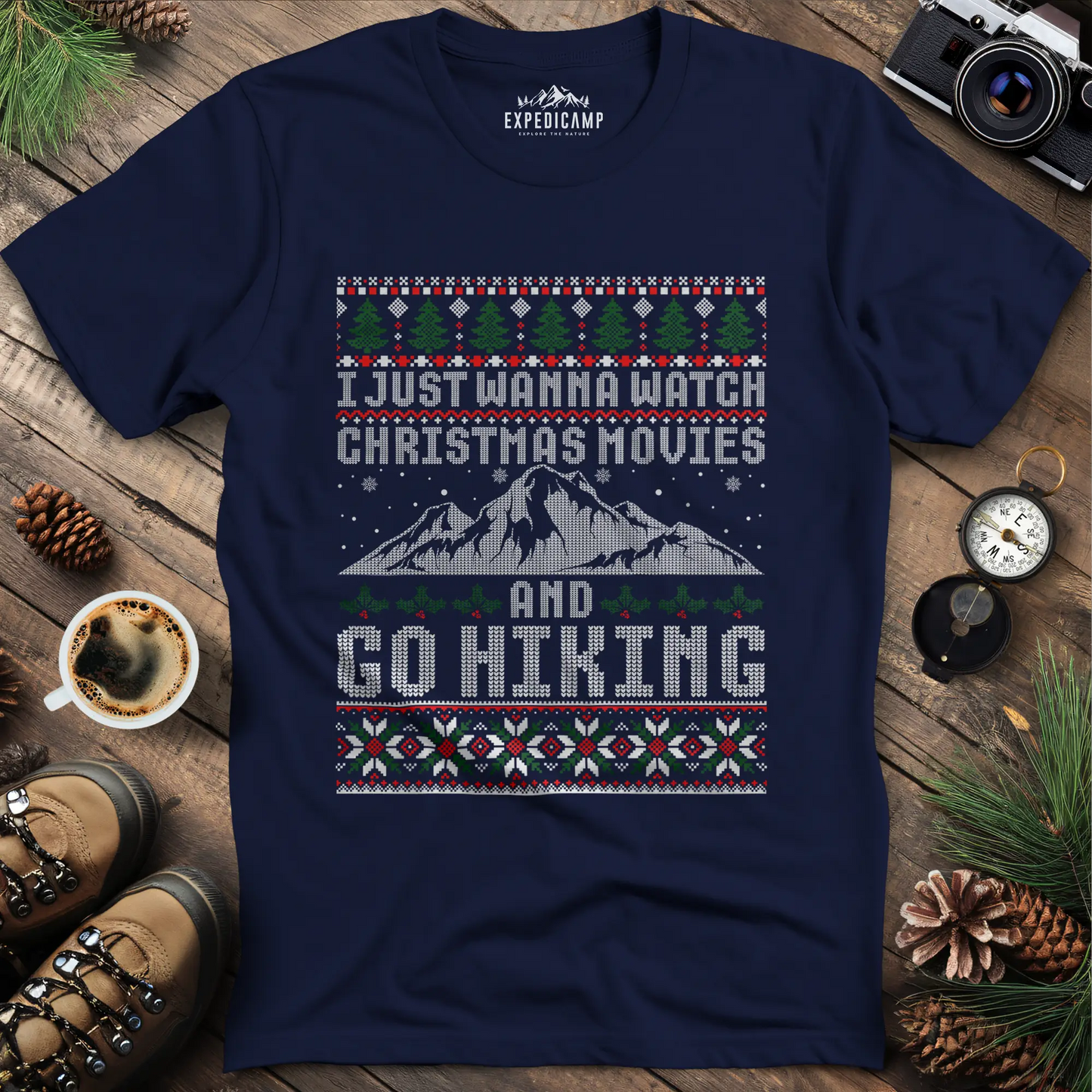 Christmas Movies and Hiking T-Shirt