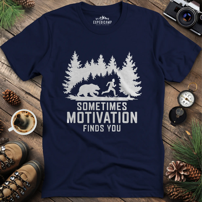 Sometimes Motivation Finds You - Charging Bear T-Shirt