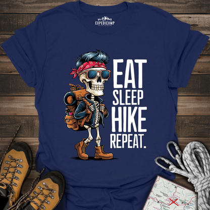 Eat Sleep Hike Repeat Skeleton T-Shirt