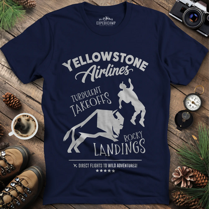 Yellowstone Airlines T-Shirt - Turbulent Takeoffs & Rocky Landings