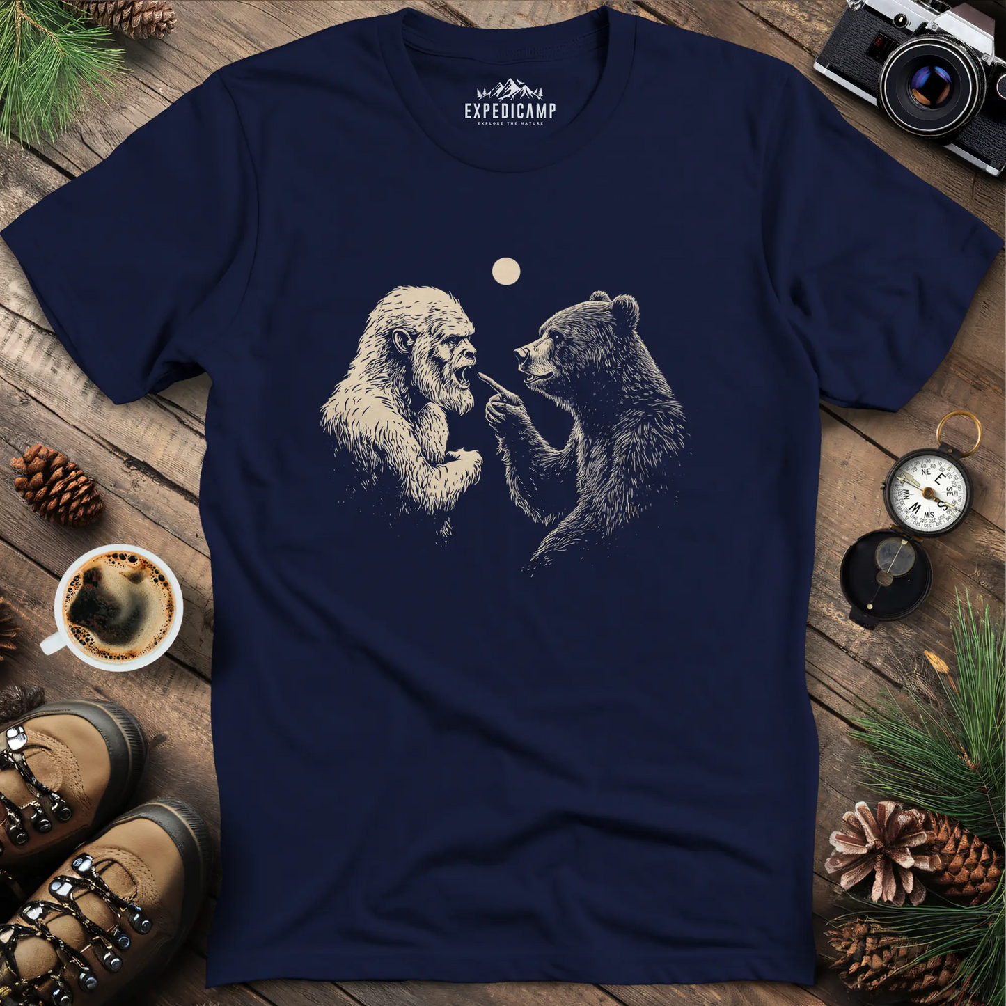 Bear and Bigfoot Argument T-Shirt – Wilderness Debate