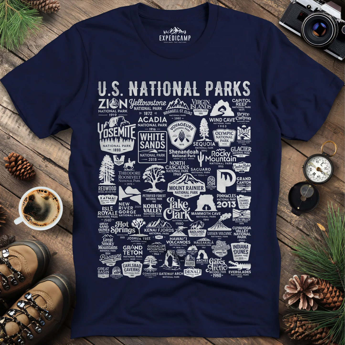 63 National Parks Vintage Logo T-Shirt