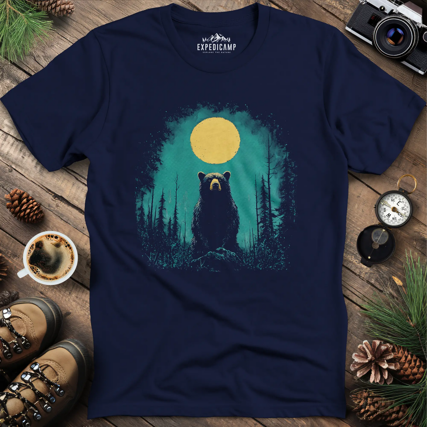 Bear Under the Moon T-Shirt – Mysterious Wilderness Design