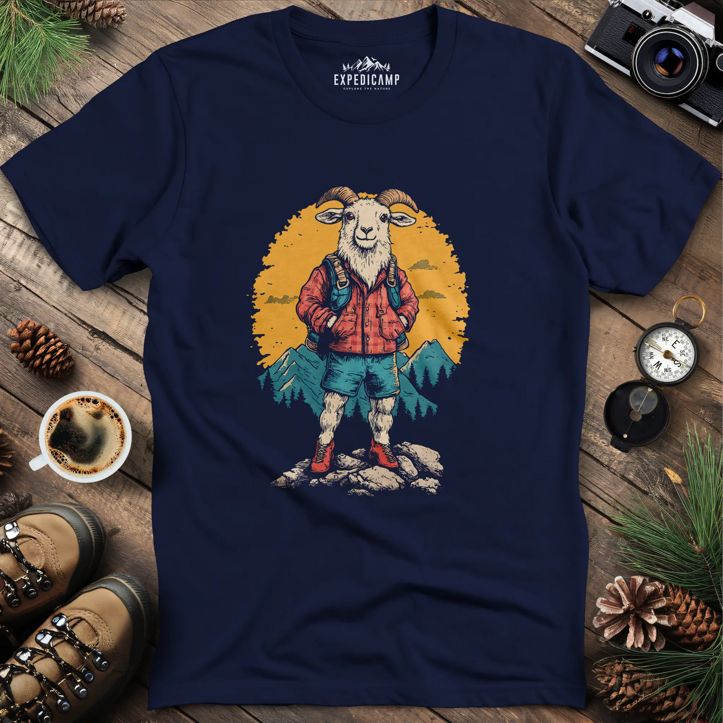 Mountain Goat T-Shirt – Outdoor Adventure Goat Design