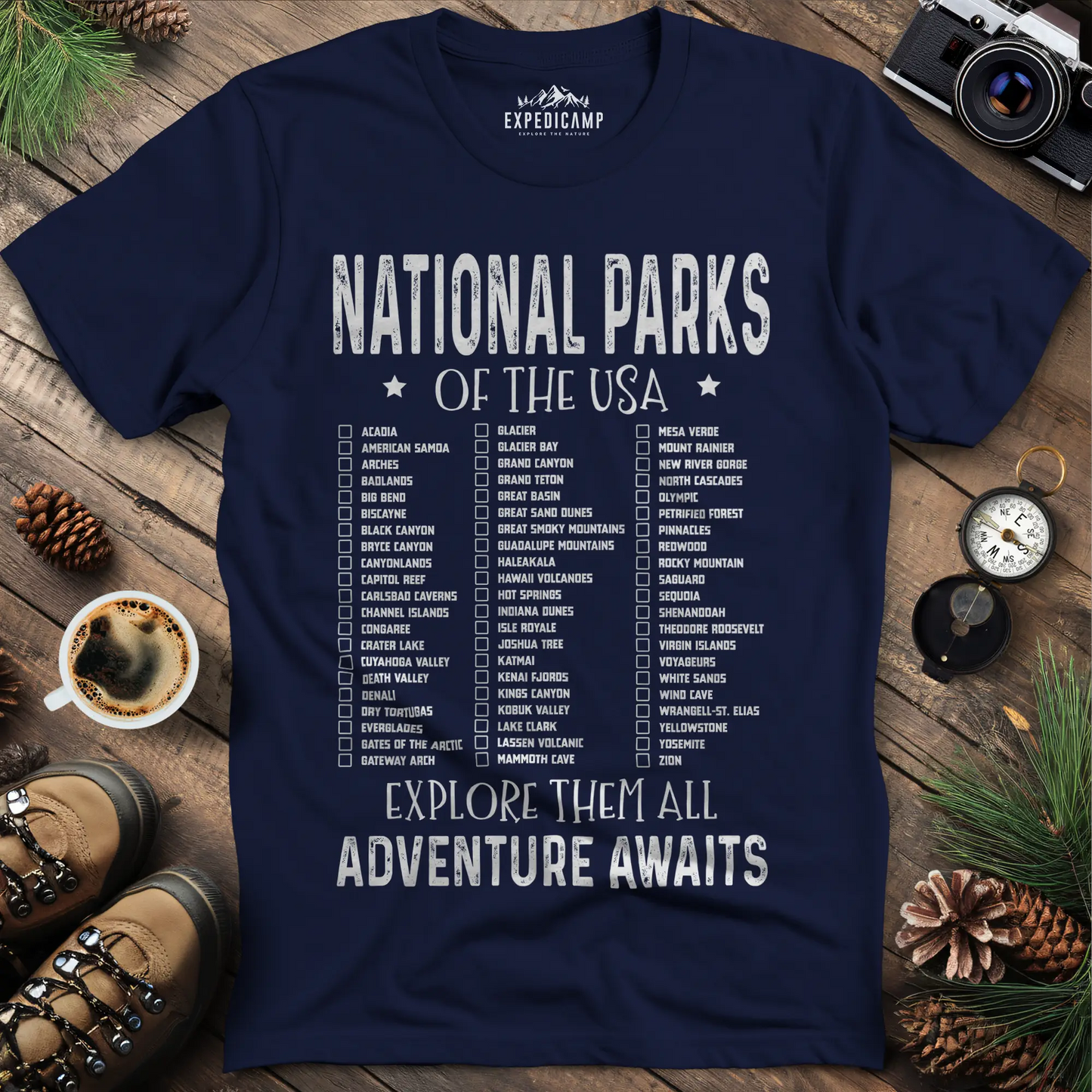 National Parks of the USA Checklist T-Shirt