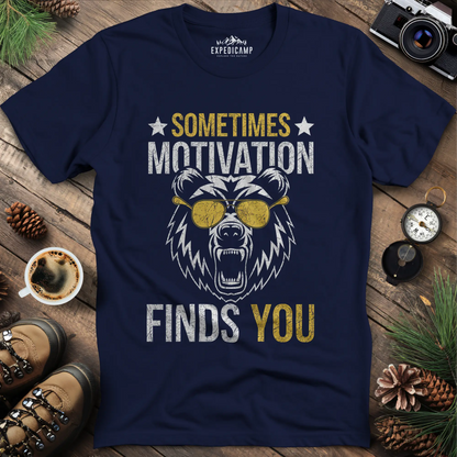 Sometimes Motivation Finds You - Sunglasses Bear T-Shirt