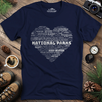 National Parks Word Art Heart T-Shirt