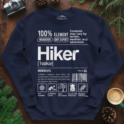 Hiker Sweatshirt – Funny Hiking Ingredient Label Sweatshirt