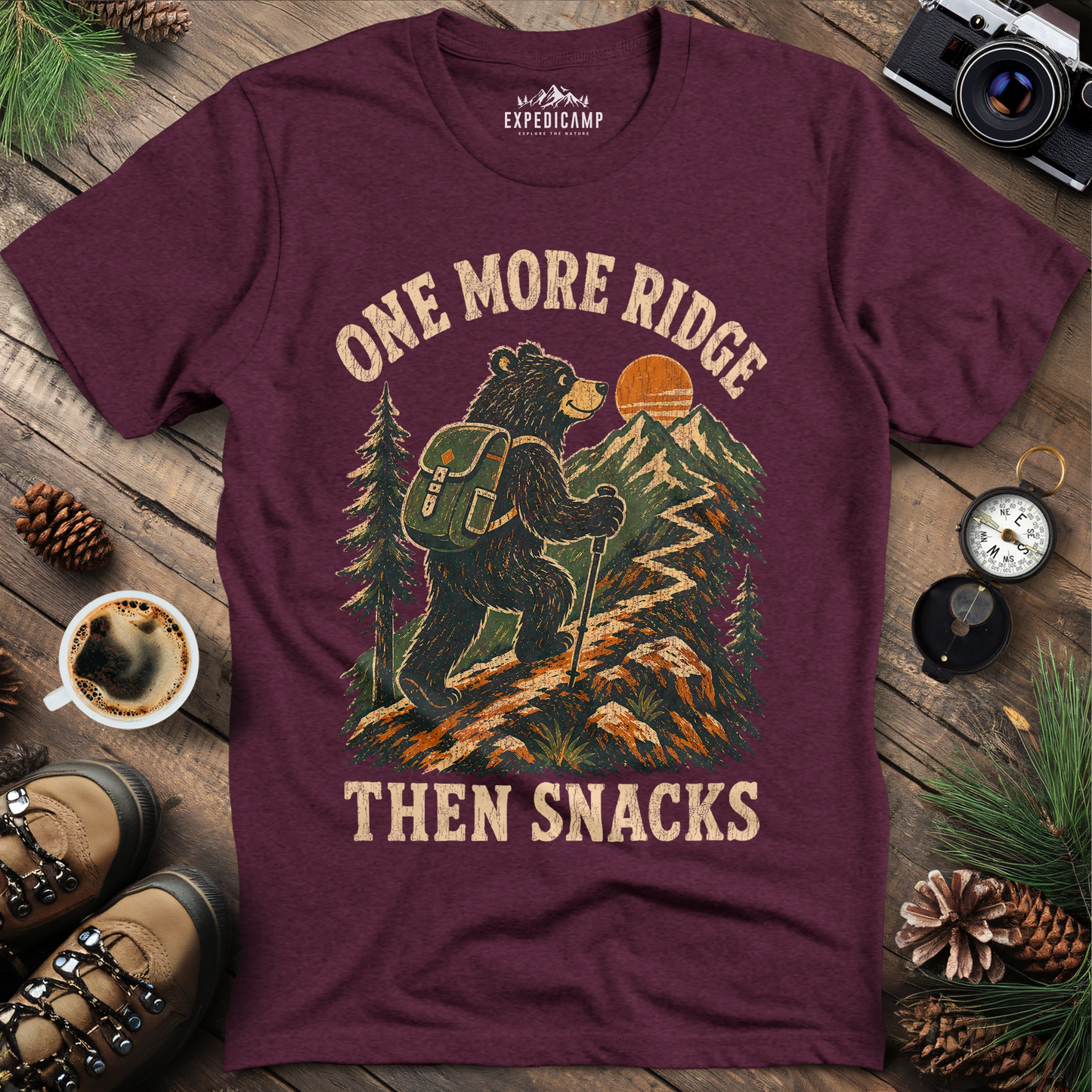 One More Ridge Then Snacks Hiking Bear Shirt