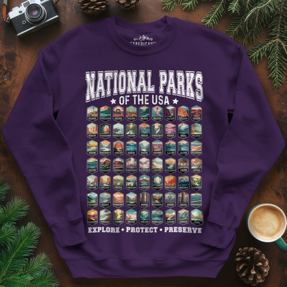 63 National Parks of the USA Sweatshirt | Explore, Protect, Preserve