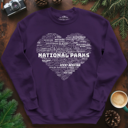 National Parks Word Art Heart Sweatshirt