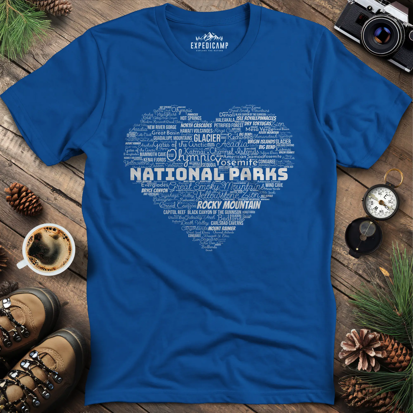 National Parks Word Art Heart T-Shirt