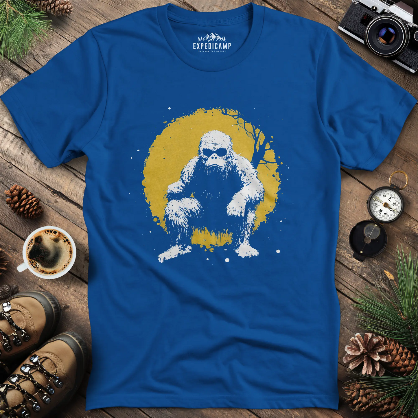 Bigfoot Swinging from a Tree T-Shirt – Adventurous Sasquatch Design