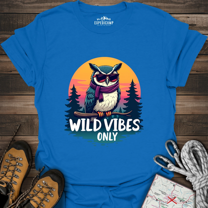 Wild Vibes Only Owl T-Shirt – Fun Adventure & Camping