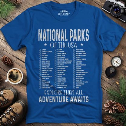 National Parks of the USA Checklist T-Shirt