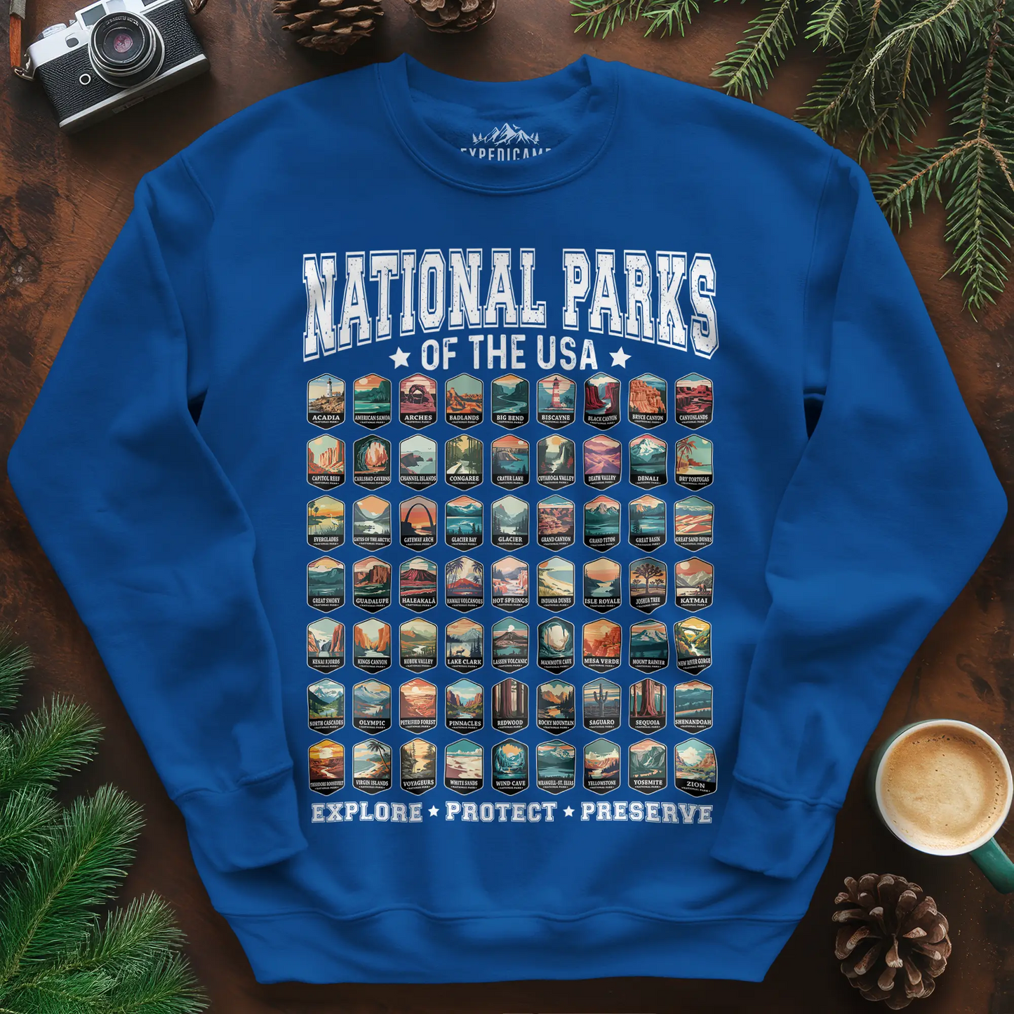 63 National Parks of the USA Sweatshirt | Explore, Protect, Preserve